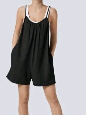 Halara Women's Size Large Spaghetti Pocket Romper Black New